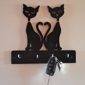 Porte-clés mural / chats / tableau décoratif / plaque en bois image 2