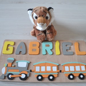 Puzzle de nombres de madera / Letras en relieve / Puzzle personalizable / Decoración de trenes / Juguete educativo / Regalo original / Habitación infantil