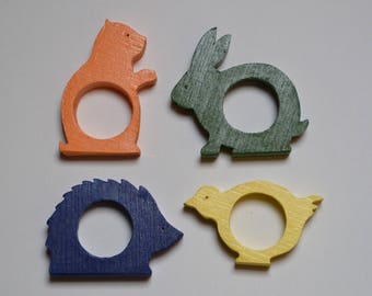 Set of napkin rings in the shape of animals