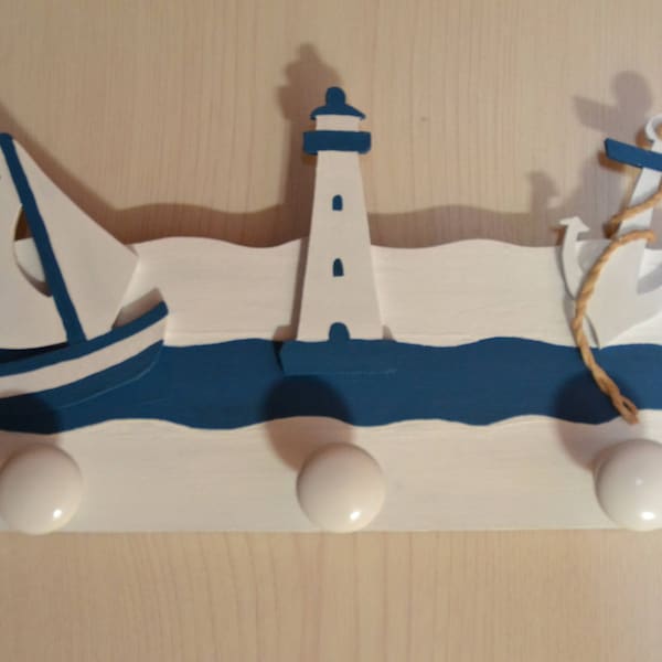 Porte-manteau en bois / Décoration marine / décoration d'intérieur / Bord de mer / Déco Bretagne