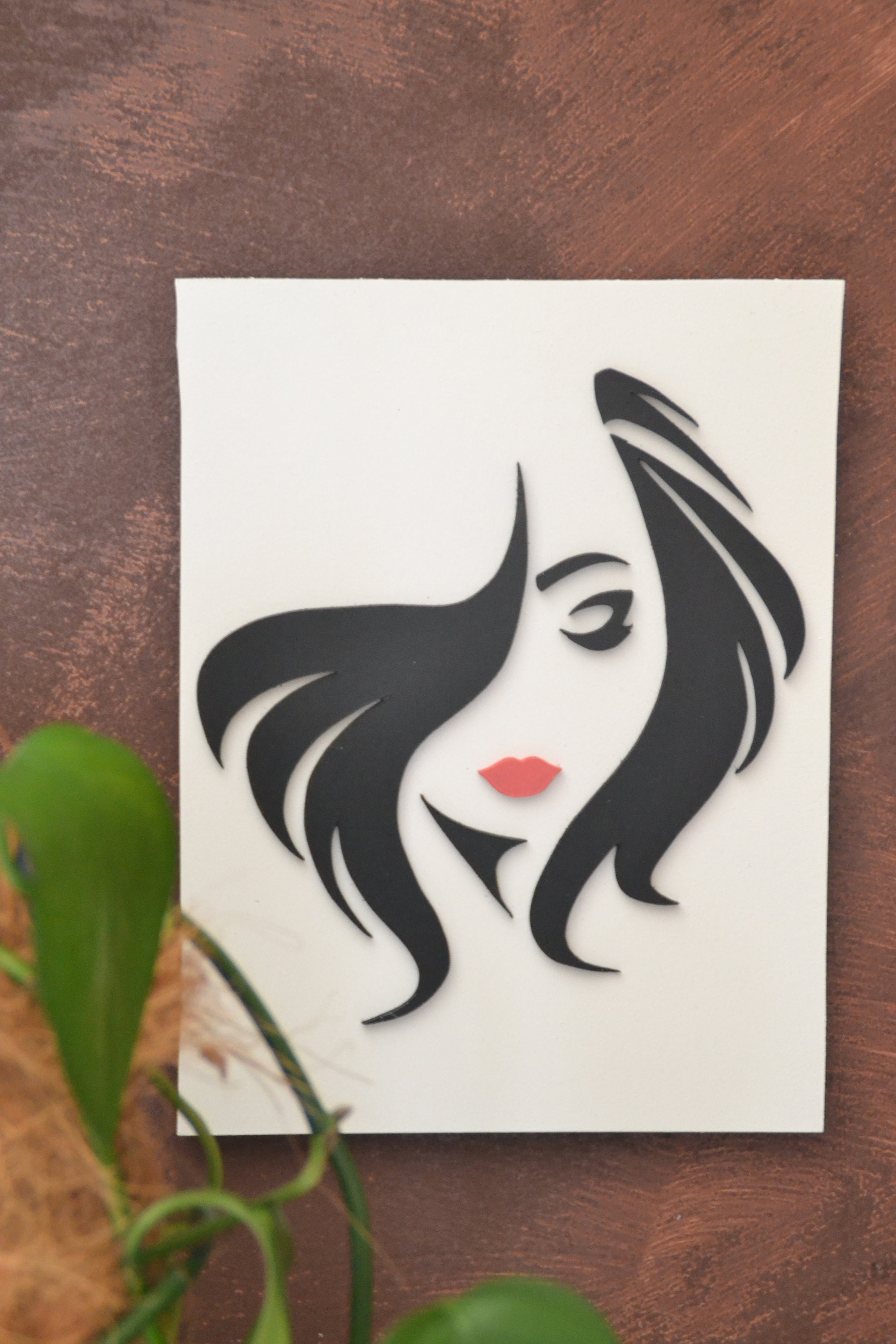 Décoration Murale/Tableau en Bois Portrait de Femme Coiffure Femme