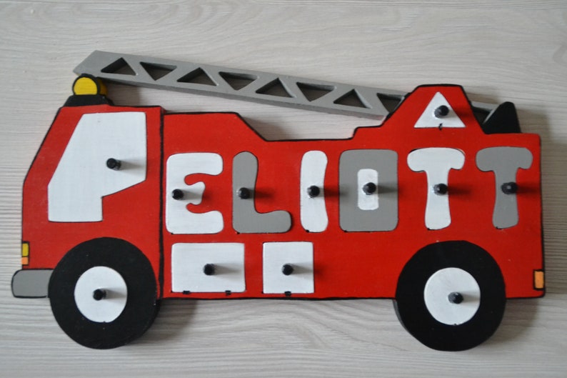 First name puzzle / Builtin Letters / Fire Truck / Etsy
