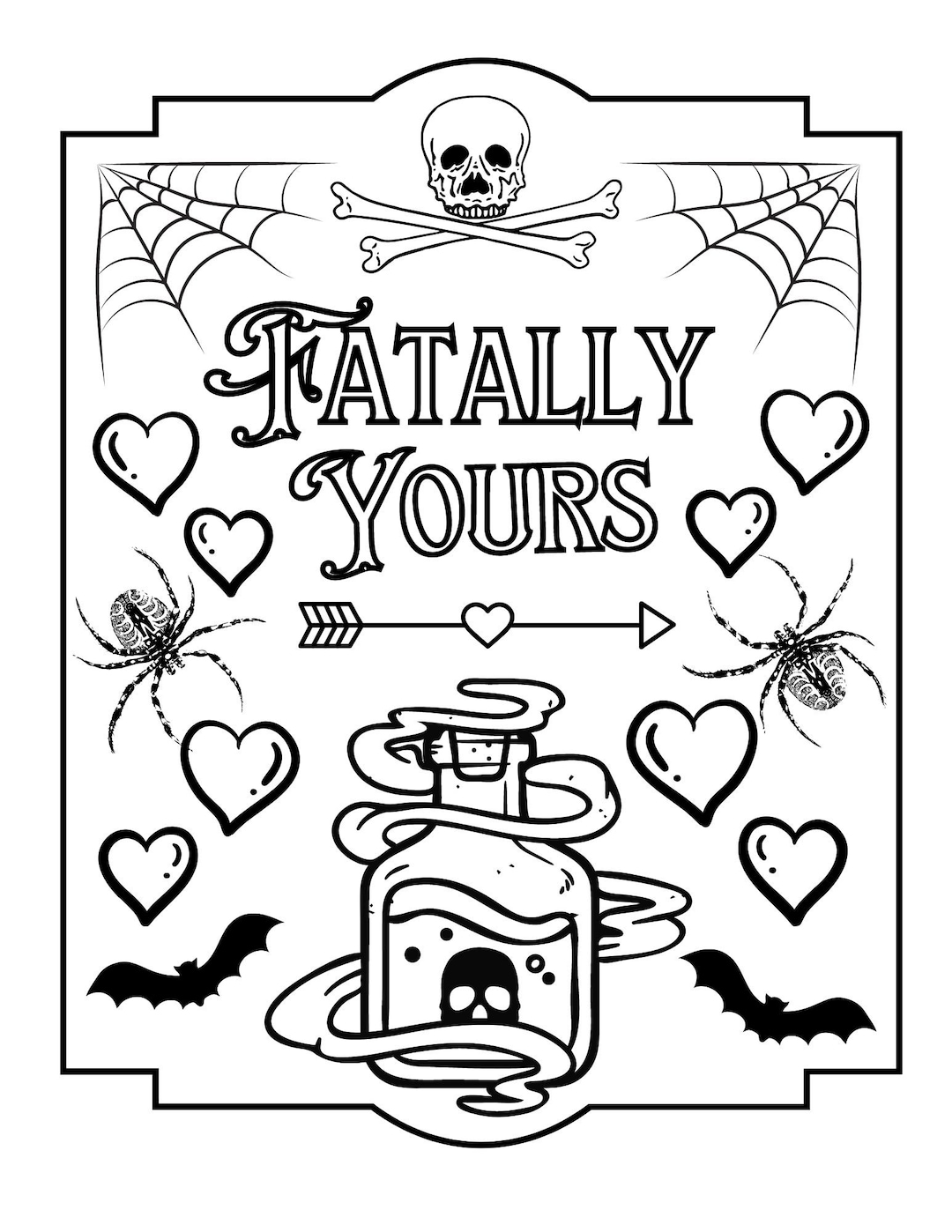 Fatally Yours Valentines Spooky Pun Coloring Page - Etsy