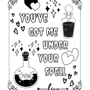 Got Me Under Your Spell Valentines Pun Spooky Theme Coloring Page