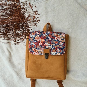 Schoolbag, backpack, nursery Liberty Thorpe and camel imitation leather, vintage