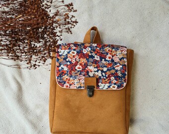 Cartable, sac à dos, maternelle Liberty Thorpe et simili cuir camel, vintage