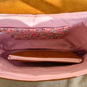 Cartable en simili cuir camel et Liberty wiltshire rose maternelle et primaire CP image 3