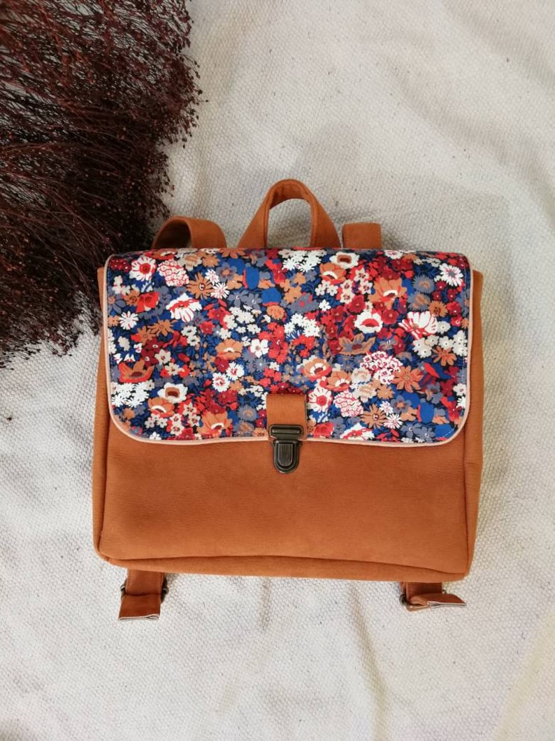 Cartable maternelle Liberty Thorpe et cuir synthétique camel image 1