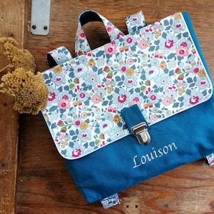 Liberty Betsy porcelain and duck blue personalized nursery school bag