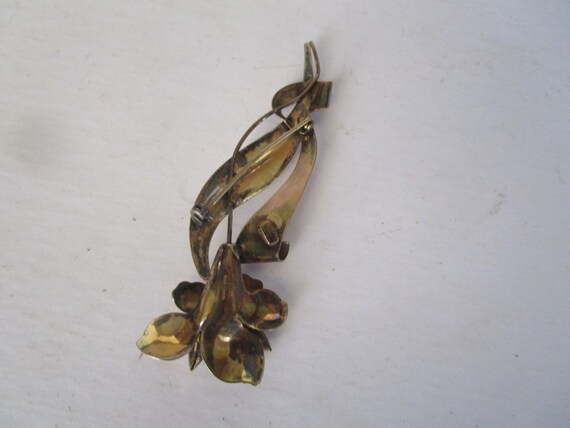 Antique Gold Filled on Silver Fancy Large Flower … - image 3