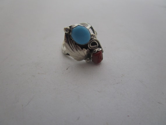 Fancy Native American Sterling Silver Turquoise &… - image 2