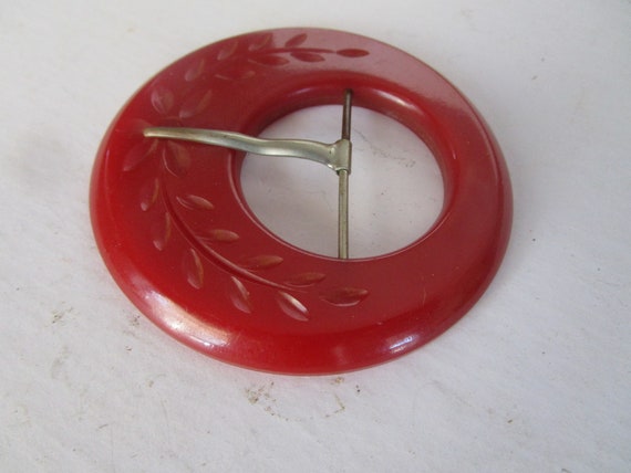 Antique Art Deco Cherry Red Bakelite Ladies Dress… - image 2