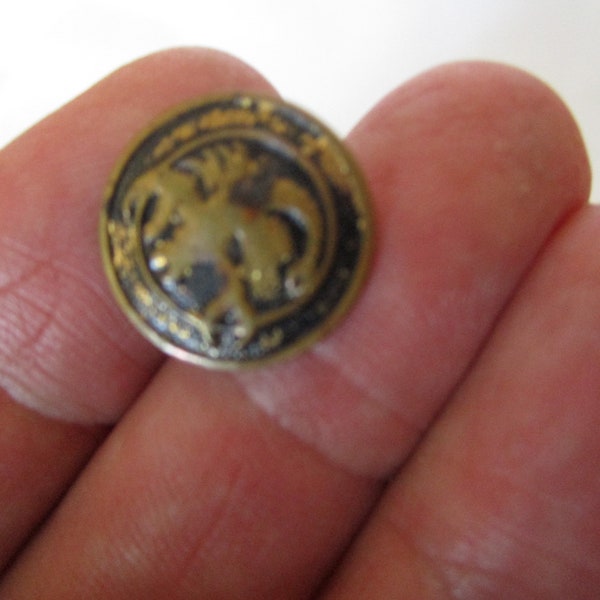 Antique Victorian Brass Picture Button Zodiac Sign Scorpio