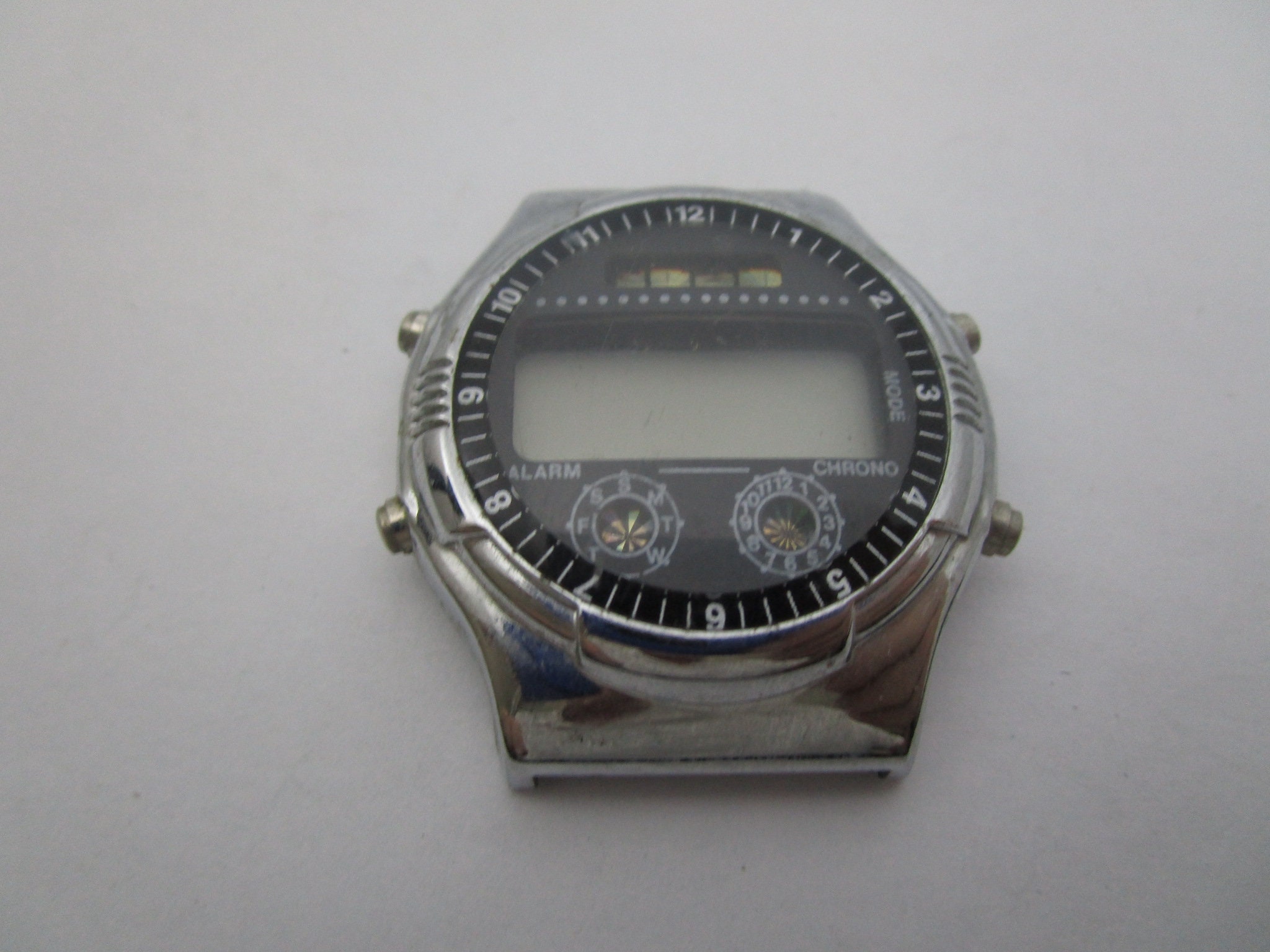 Retro 1980’s Chrome Chronograph Alarm Men's Wristwatch Digital