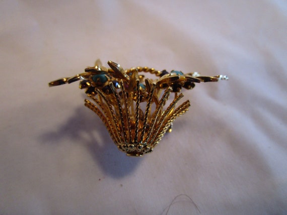 Signed WARNER Vintage Brooch Pin Amber Smoky Topa… - image 3