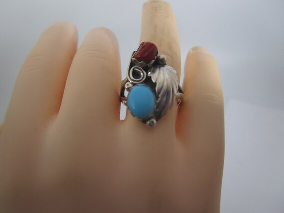 Fancy Native American Sterling Silver Turquoise &… - image 1