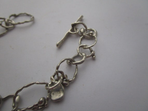 Vtg Sterling Silver Nugget Style Link Chain Brace… - image 3