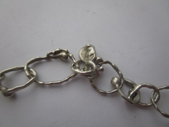 Vtg Sterling Silver Nugget Style Link Chain Brace… - image 4