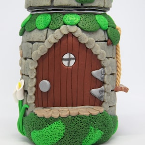 Polymer clay garden fairy jar, garden fairy jar, tiny fairy jar, tiny garden