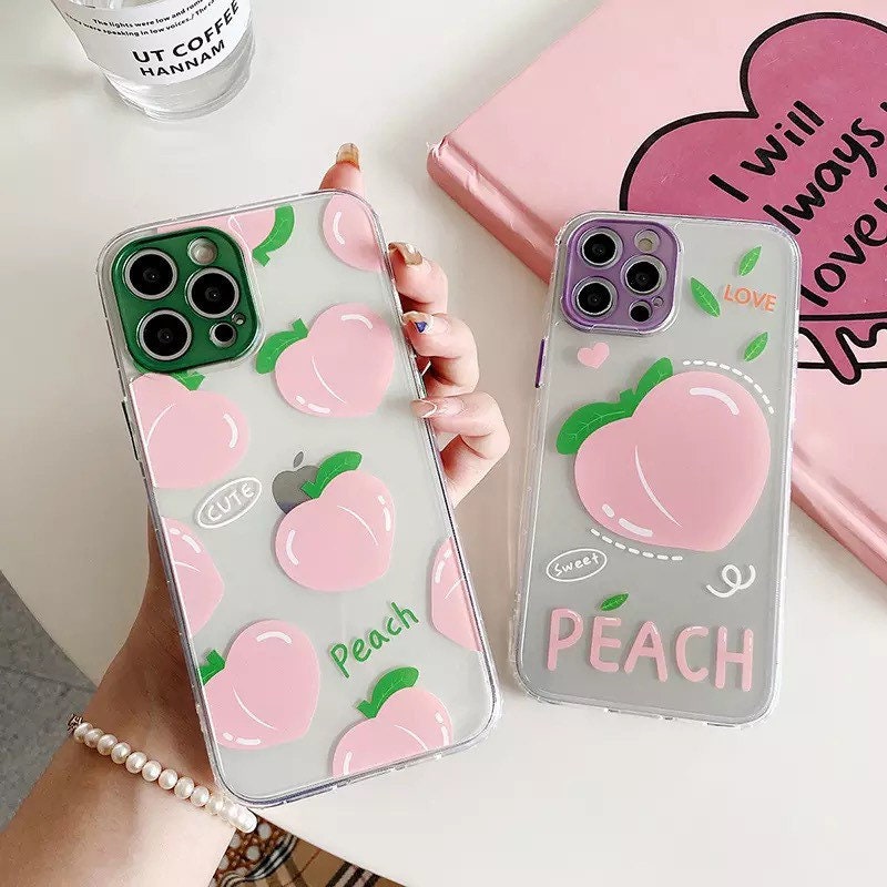 Fashion Cute Pink Peach Phone Case For Iphone 12 Mini 11 Pro Etsy