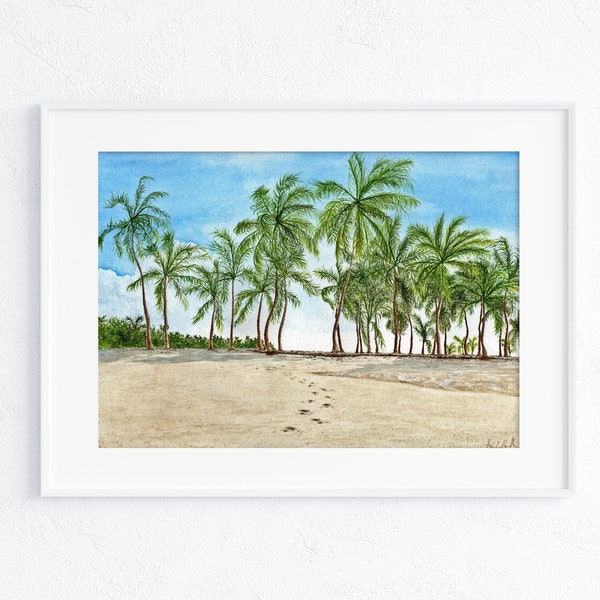 Watercolor Beach Painting - The Maldives - Realistic Printable Artwork - DOWNLOAD and Print - Digital Print