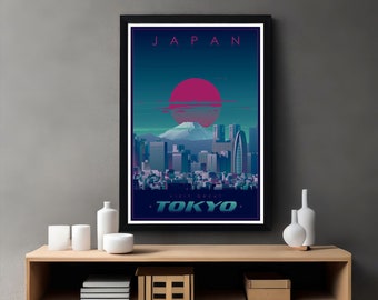 Tokyo Japan Poster, Japan Poster, Tokyo Japan Print, Tokyo Print, Illustration Art, Travel Posters, Travel Gifts, Wall Hanging