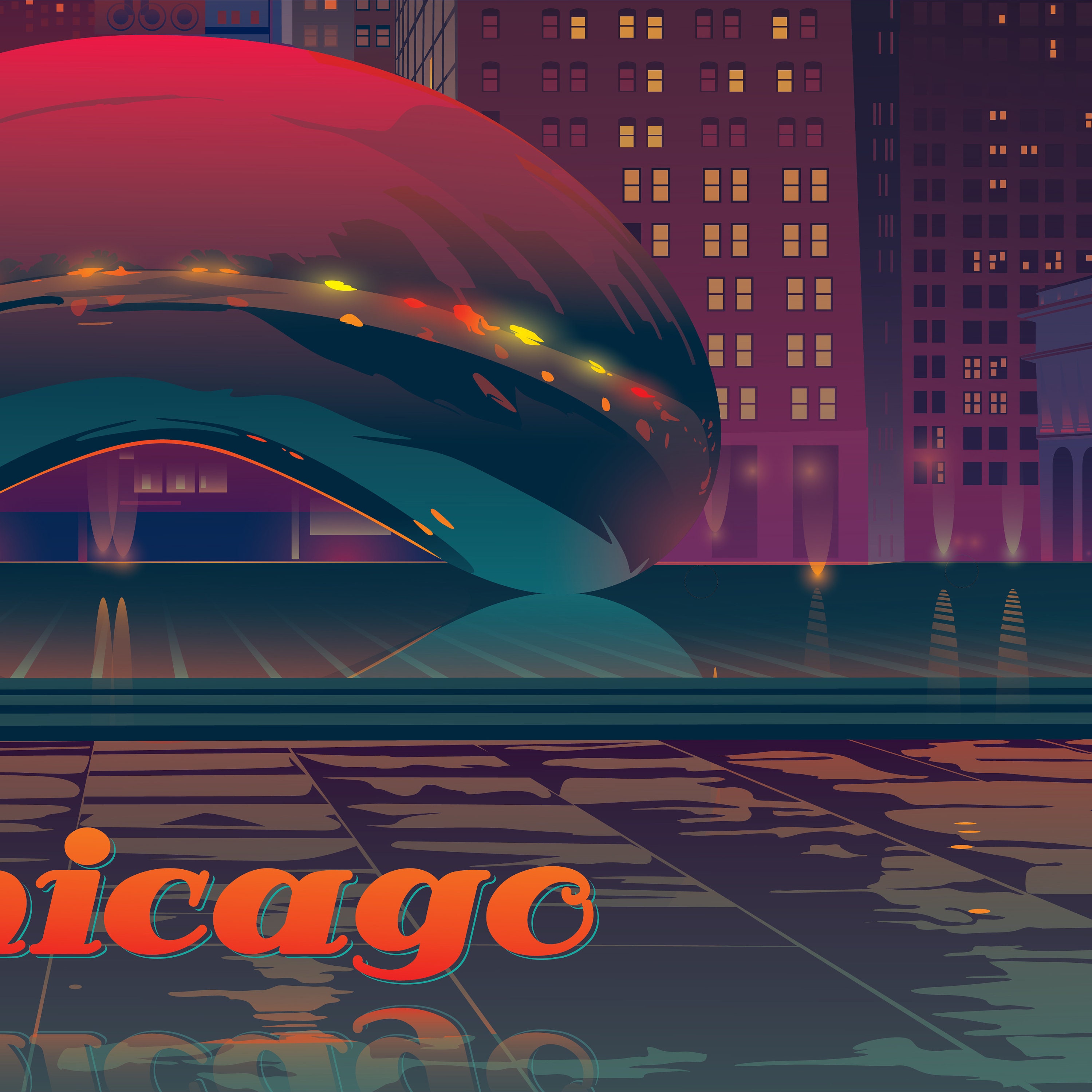 Chicago Poster Travel poster Chicago Art Chicago wall art Etsy