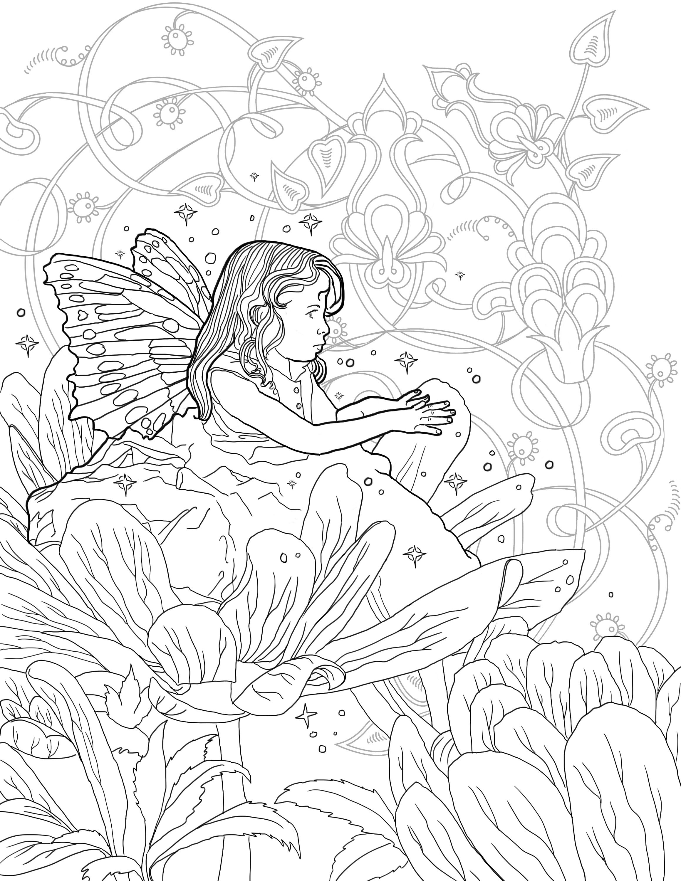 Stained Glass Fairy Garden Coloring Pages Coloring Pages