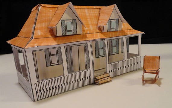 florida plantation house paper house pattern and instructions etsy paper house pattern