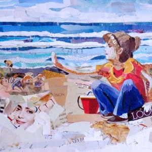 Children on the Beach Original Collages on paper- Feeling Sand