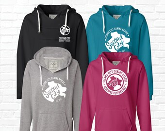 Women's Sueded V-Neck Hoodie | Medium  Weight --> 3 Logo Designs | 4 Hoodie Colors