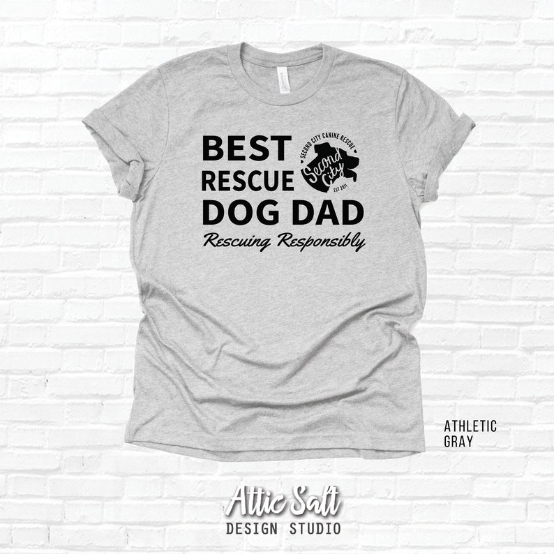 BEST Rescue Dog DAD Crew Neck Jersey Tee image 4