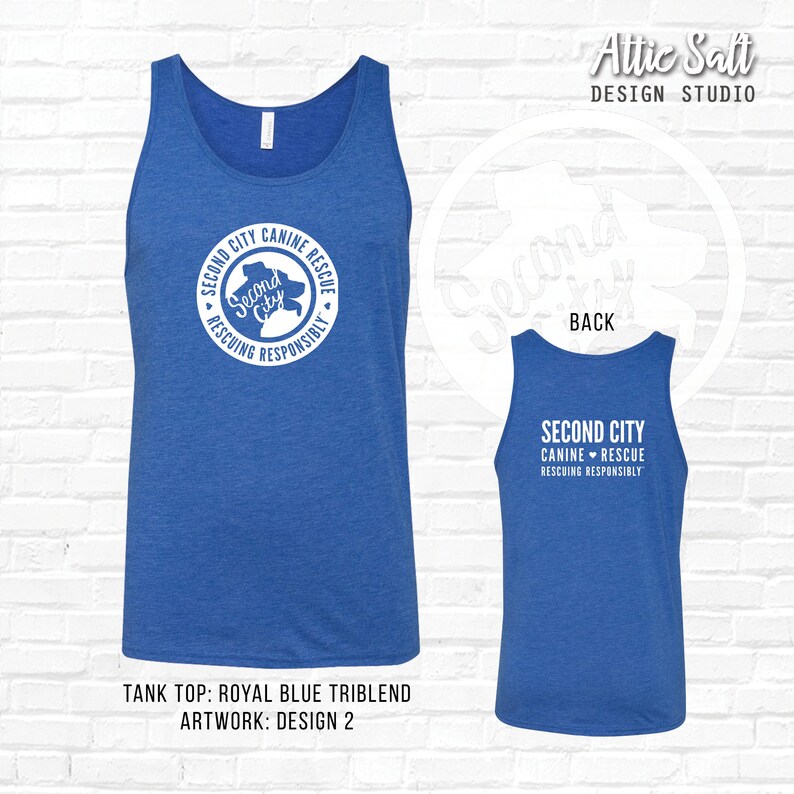 Jersey Tank Top 6 Logo Designs 7 Tank Colors Royal Blue Triblend