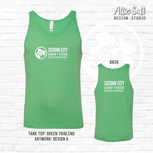 Jersey Tank Top 6 Logo Designs 7 Tank Colors Green Triblend