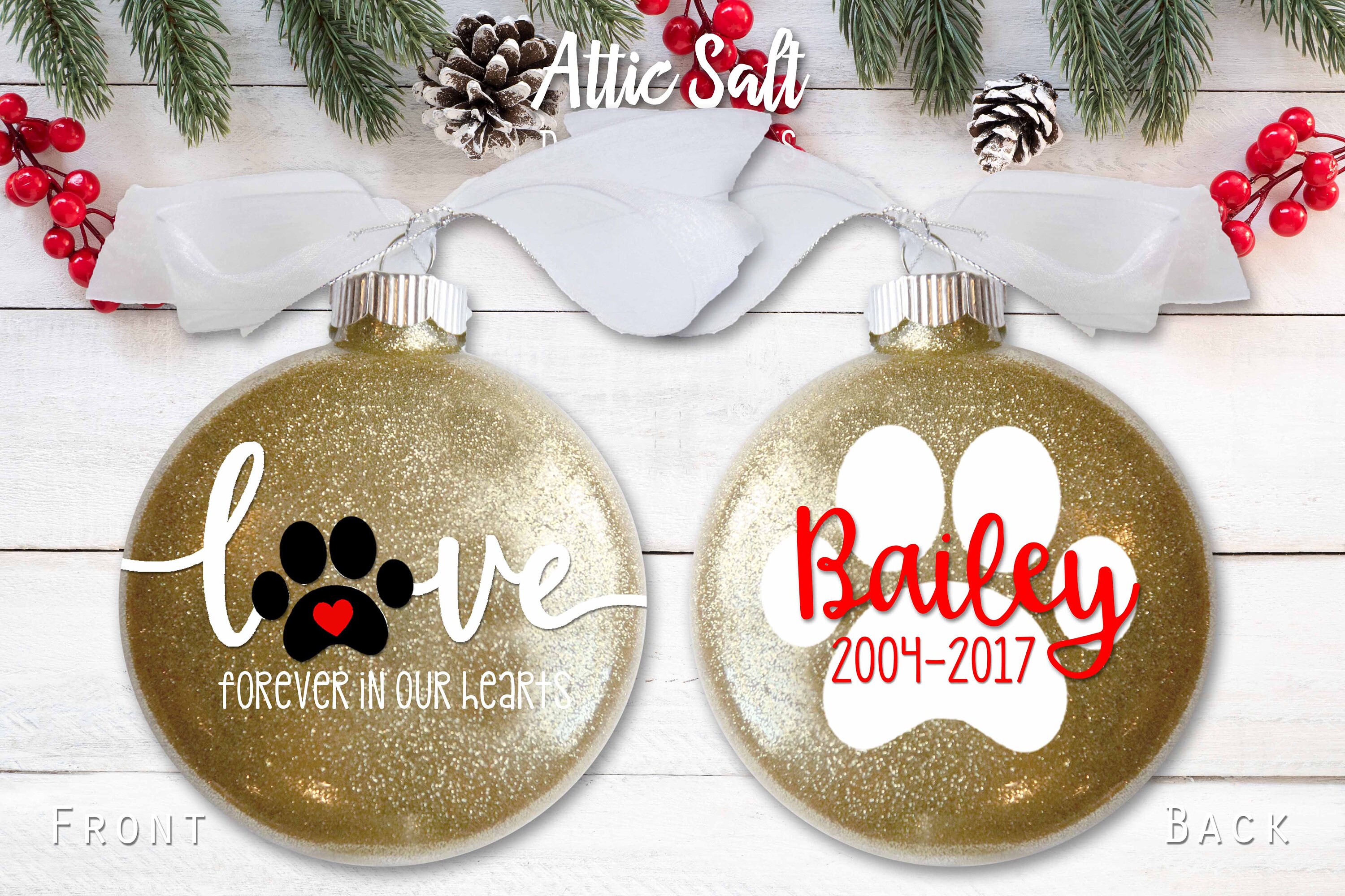Dog Memorial Ornament | Personalized | Forever in Our Hearts - Etsy