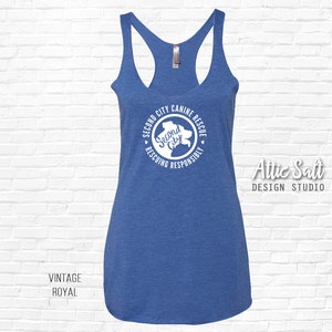 Women's Flowy Tank Top 6 Logo Designs 4 Tank Colors Vintage Royal