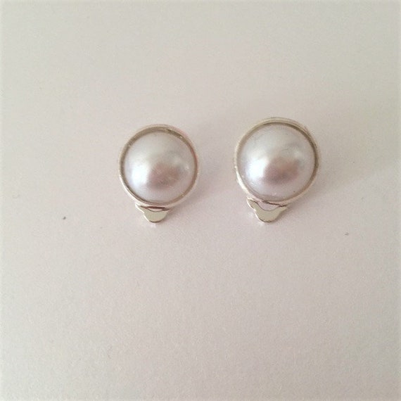 Small pearl silver clip on earrings 8 mm pearl clip on Etsy