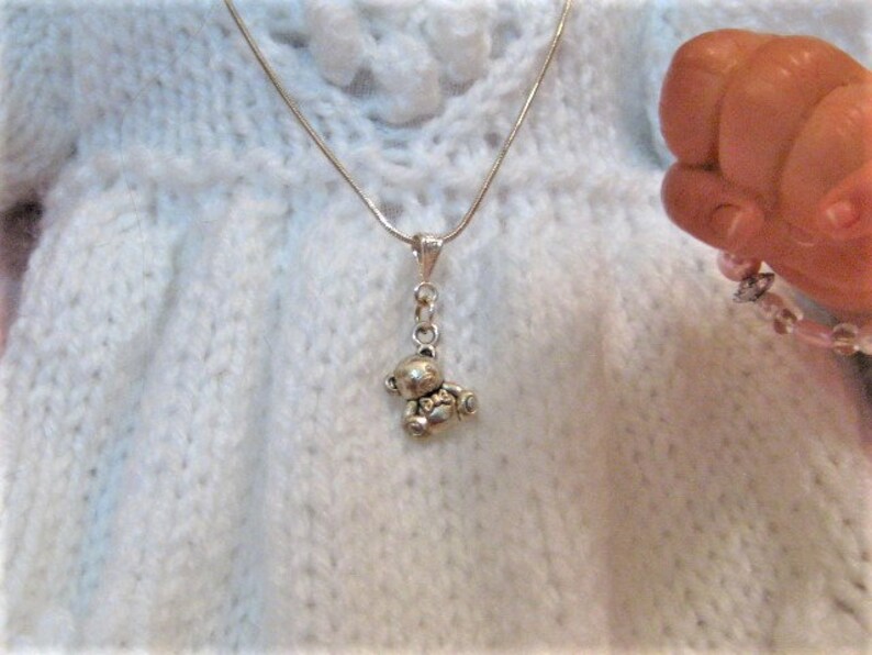 toddler necklace Infanttoddler silver teddy bear pendant necklace infant necklace teddy bear necklace