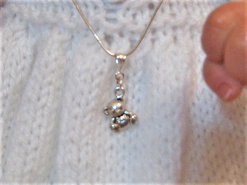 toddler necklace Infanttoddler silver teddy bear pendant necklace infant necklace teddy bear necklace