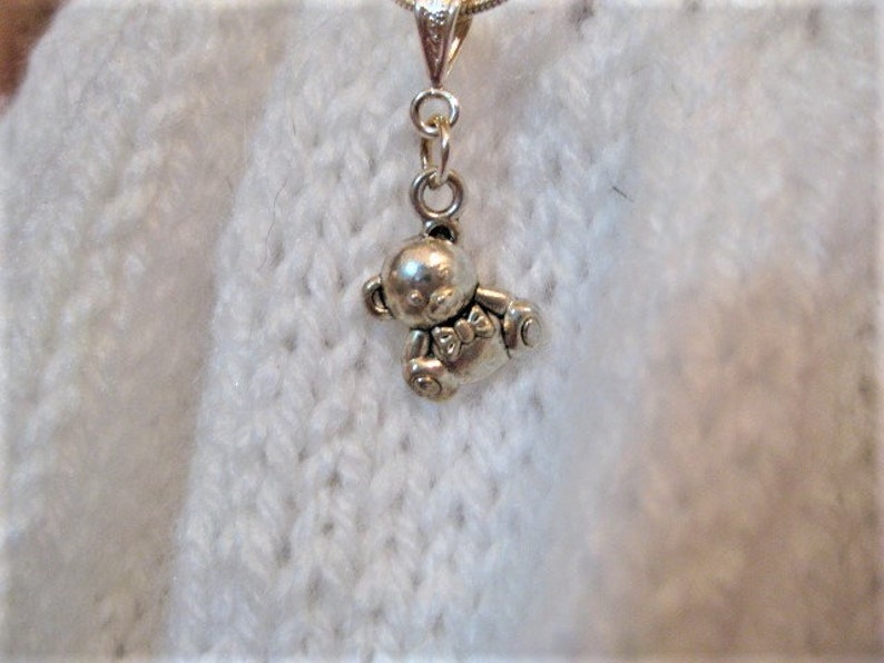 toddler necklace Infanttoddler silver teddy bear pendant necklace infant necklace teddy bear necklace