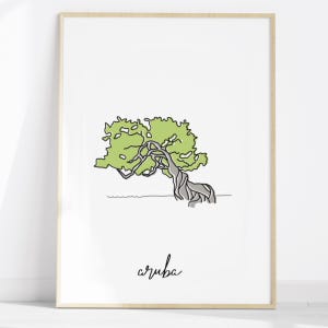 Aruba Art Print Divi Divi Tree Art Print Travel Caribbean Gift Printable Beach Wall Art