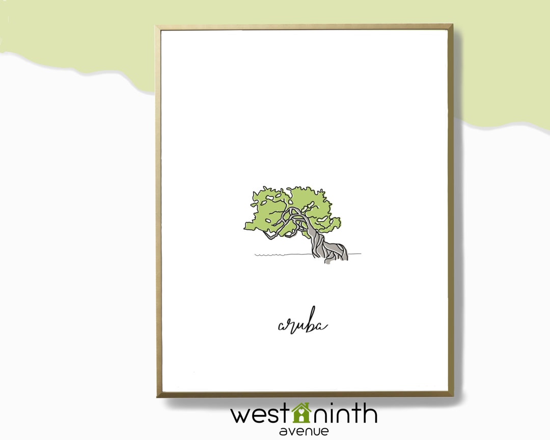 Aruba Art Print Divi Divi Tree Art Print Travel Caribbean Gift ...