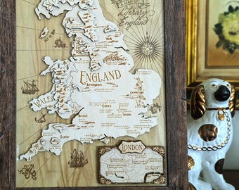 Literary England Wood Map (Books & Authors)