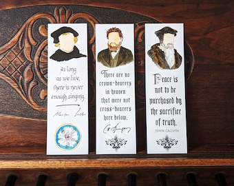 Reformed Theologians Set of 3 Bookmarks (Calvin, Luther & Spurgeon)