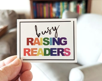 Busy Raising Readers Sticker (Waterproof)