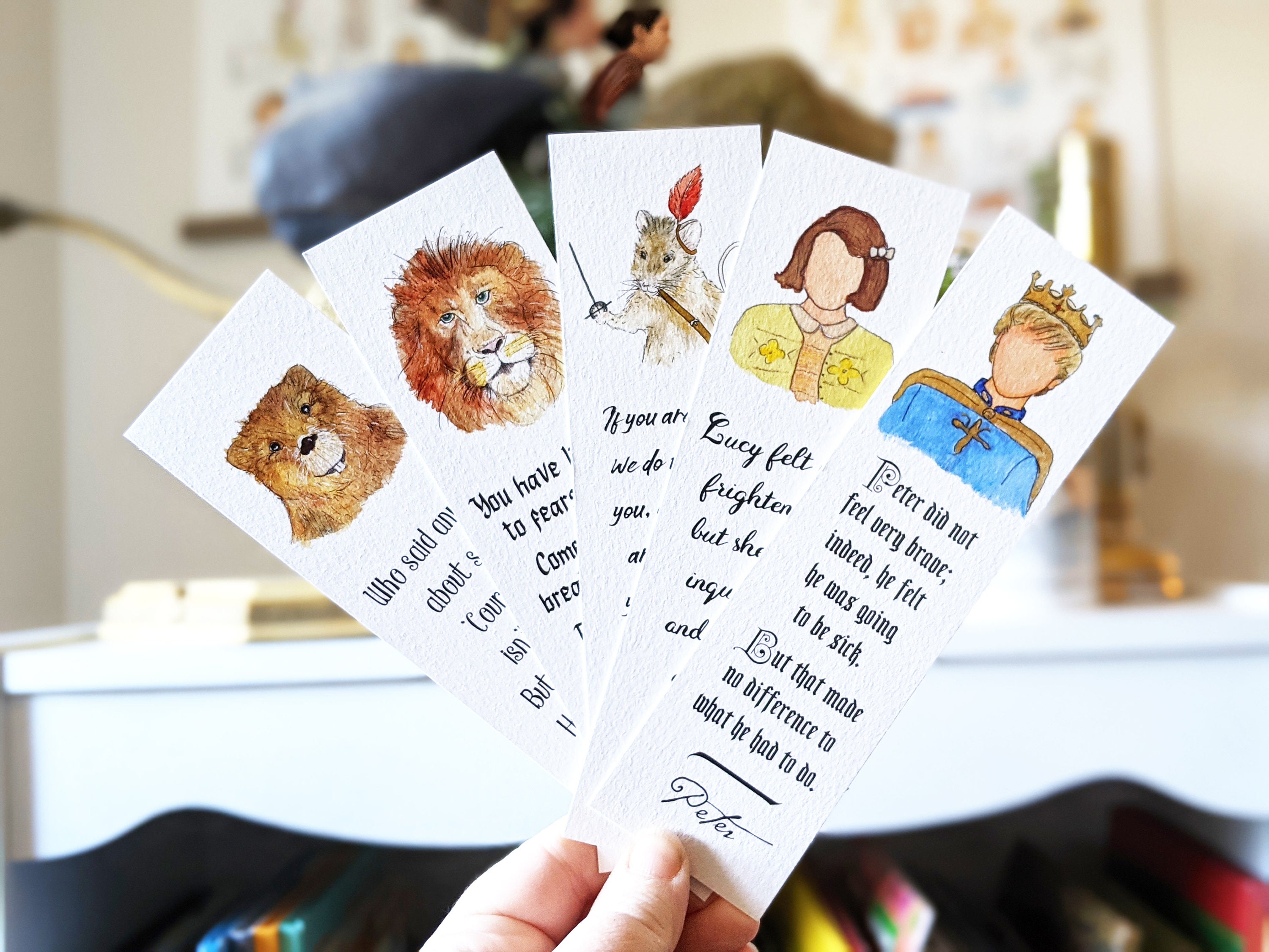 the chronicles of narnia bookmark set of 5 paper bookmark etsy