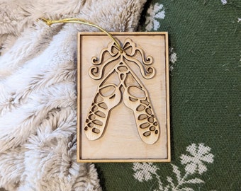 Irish Dance Shoes 2-Sided Solid Wood Christmas Ornament