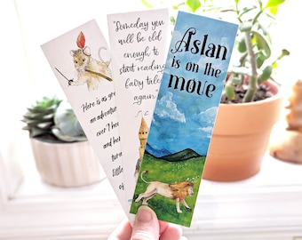 Narnia Set of 3 Bookmarks (Aslan, Reepicheep, C. S. Lewis Quote)