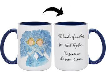 White Christmas "Sisters" Coffee Mug (Large Size)