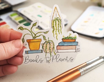 Books & Plants Sticker (Waterproof)